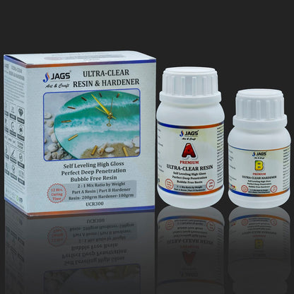 Gift To Love | Ultra Clear Set Resin | Pcs : 200 Gm Resin, 100 Gm Hardener | Code : UCR300