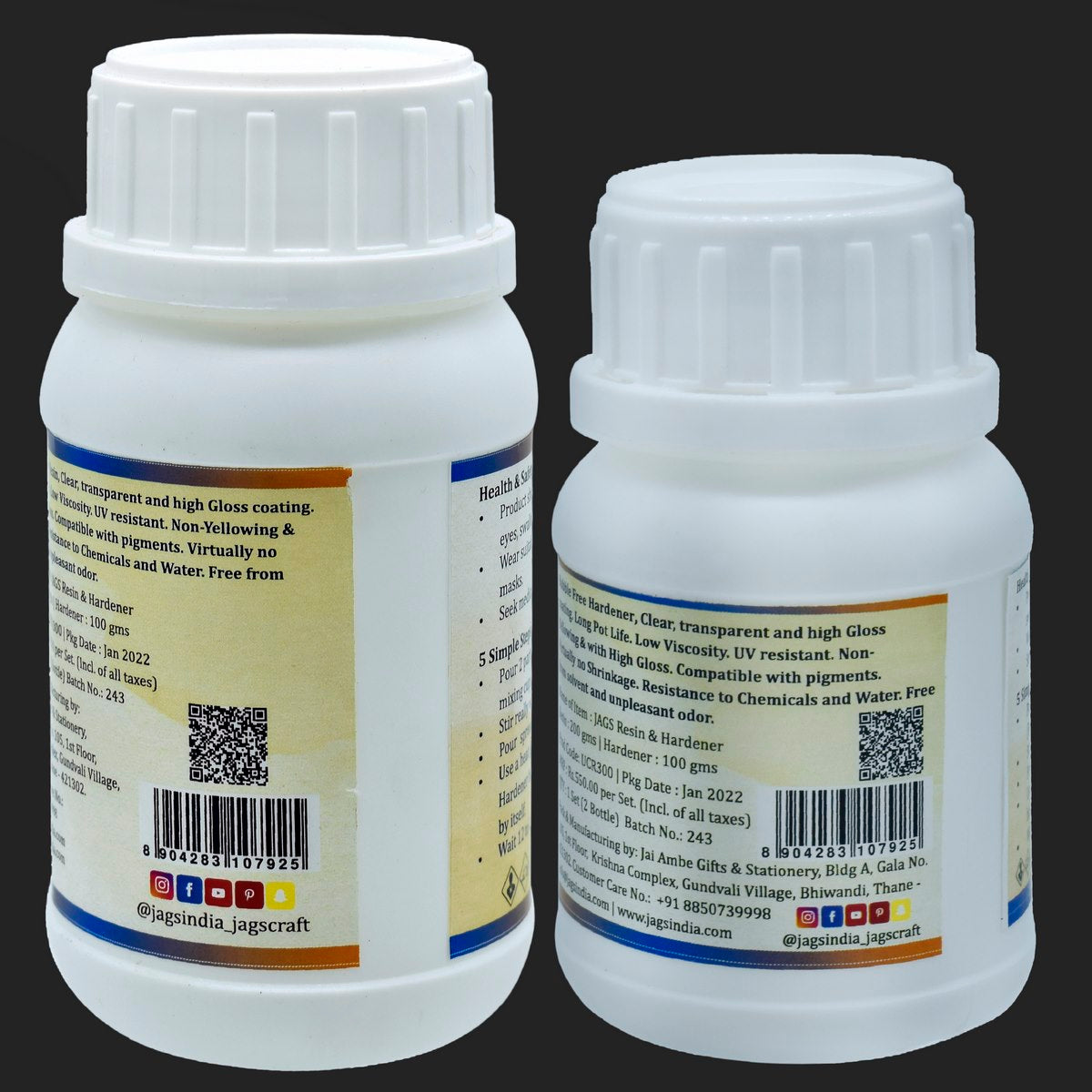 Gift To Love | Ultra Clear Set Resin | Pcs : 200 Gm Resin, 100 Gm Hardener | Code : UCR300