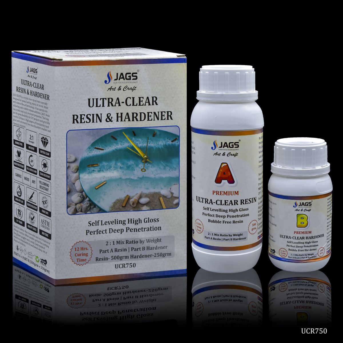 Gift To Love | Ultra Clear Set Resin | Pcs : 500 Gm Resin, 250 Gm Hardener | Code : UCR750