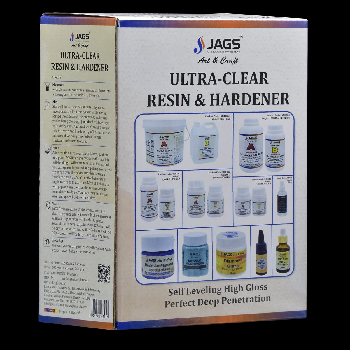 Gift To Love | Ultra Clear Set Resin | Pcs : 500 Gm Resin, 250 Gm Hardener | Code : UCR750