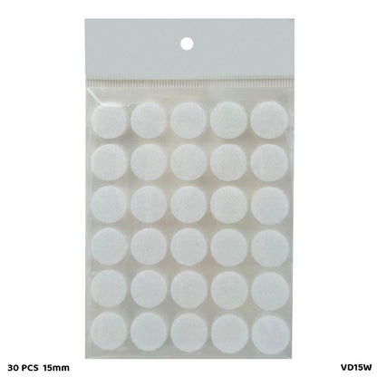 Gift To Love | Velcro Dots | Color : White | Size : 15 Mm | Pcs : 30 Pcs | Code : VD15W