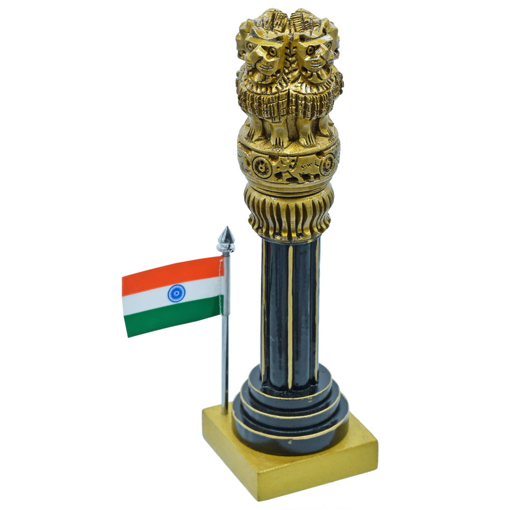 Gift To Love | Wooden Ashoka Pillar Decoration With Flag | Size : 8 Inch | Code : WAPF02