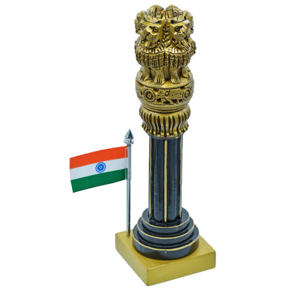 Gift To Love | Wooden Ashoka Pillar Decoration With Flag | Size : 8 Inch | Code : WAPF02