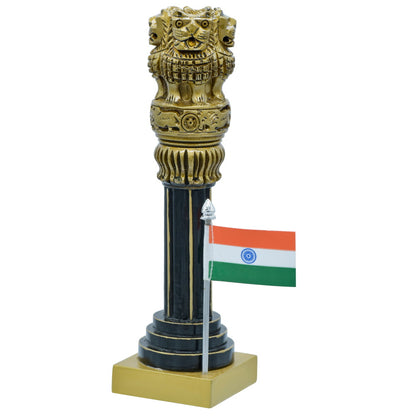 Gift To Love | Wooden Ashoka Pillar Decoration With Flag | Size : 8 Inch | Code : WAPF02
