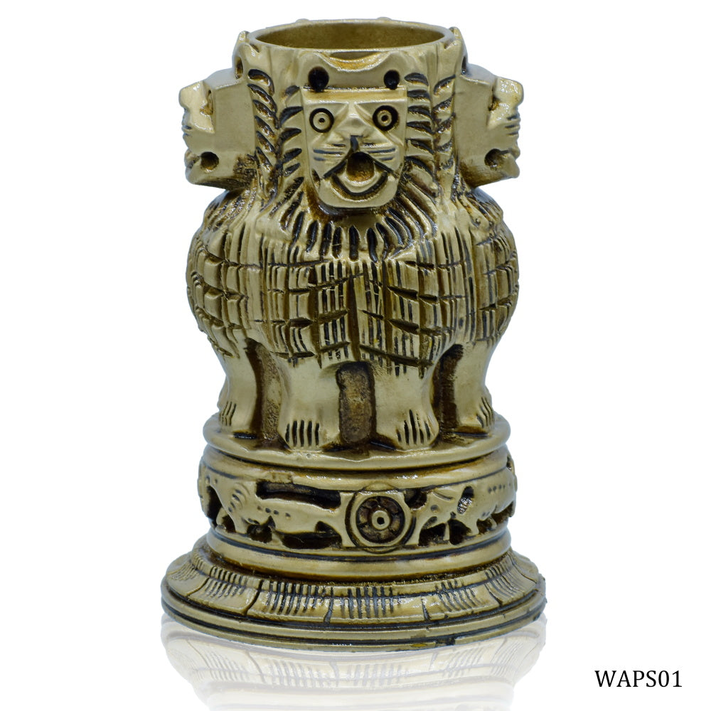 Gift To Love | Wooden Ashoka Pen Stand | Color : Antique | Size : 4 Inch | Code : WAPS01