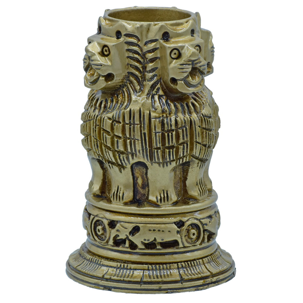 Gift To Love | Wooden Ashoka Pen Stand | Color : Antique | Size : 4 Inch | Code : WAPS01