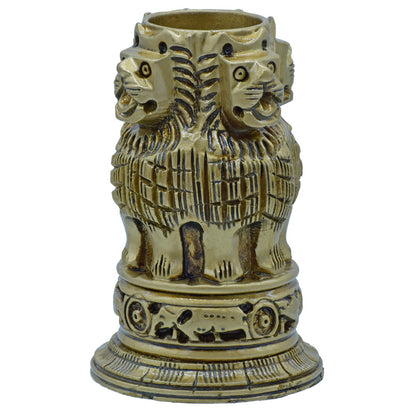 Gift To Love | Wooden Ashoka Pen Stand | Color : Antique | Size : 4 Inch | Code : WAPS01
