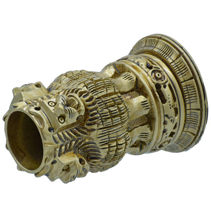 Gift To Love | Wooden Ashoka Pen Stand | Color : Antique | Size : 4 Inch | Code : WAPS01