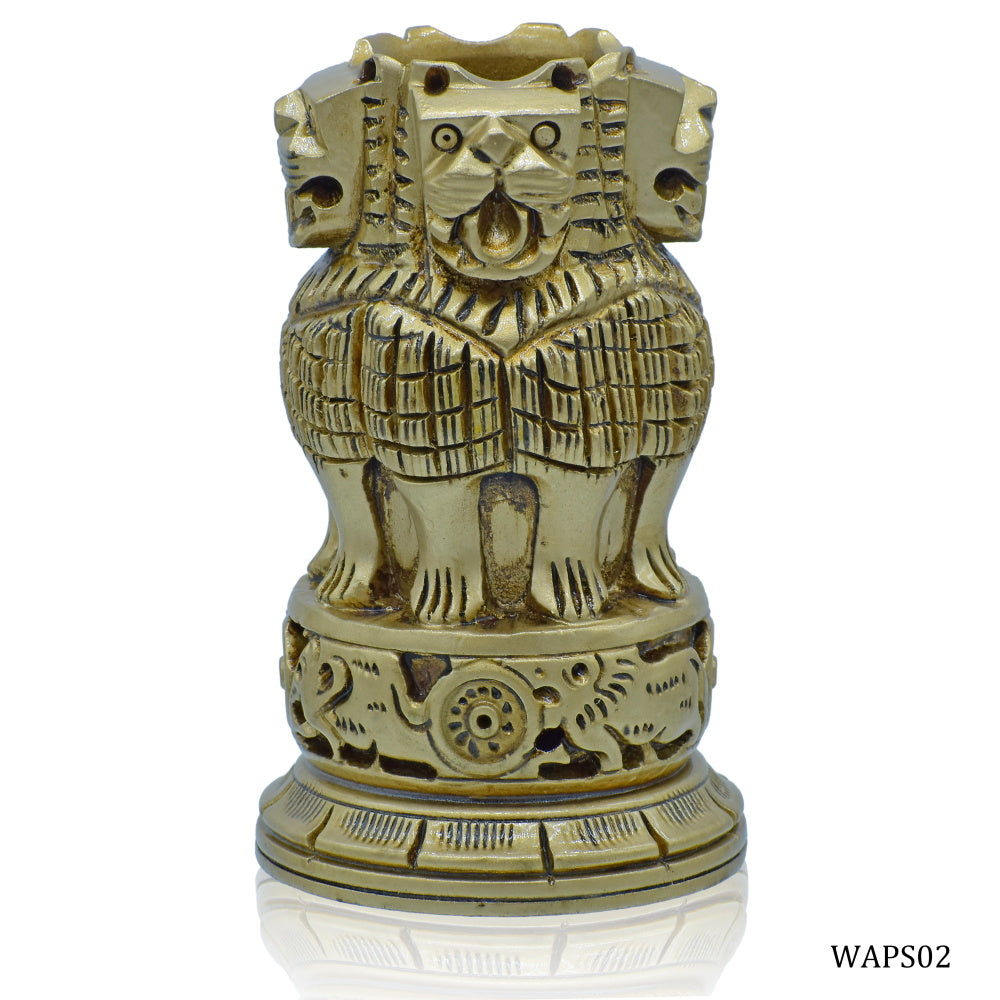 Gift To Love | Wooden Ashoka Pen Stand | Color : Antique | Size : 5 Inch | Code : WAPS02
