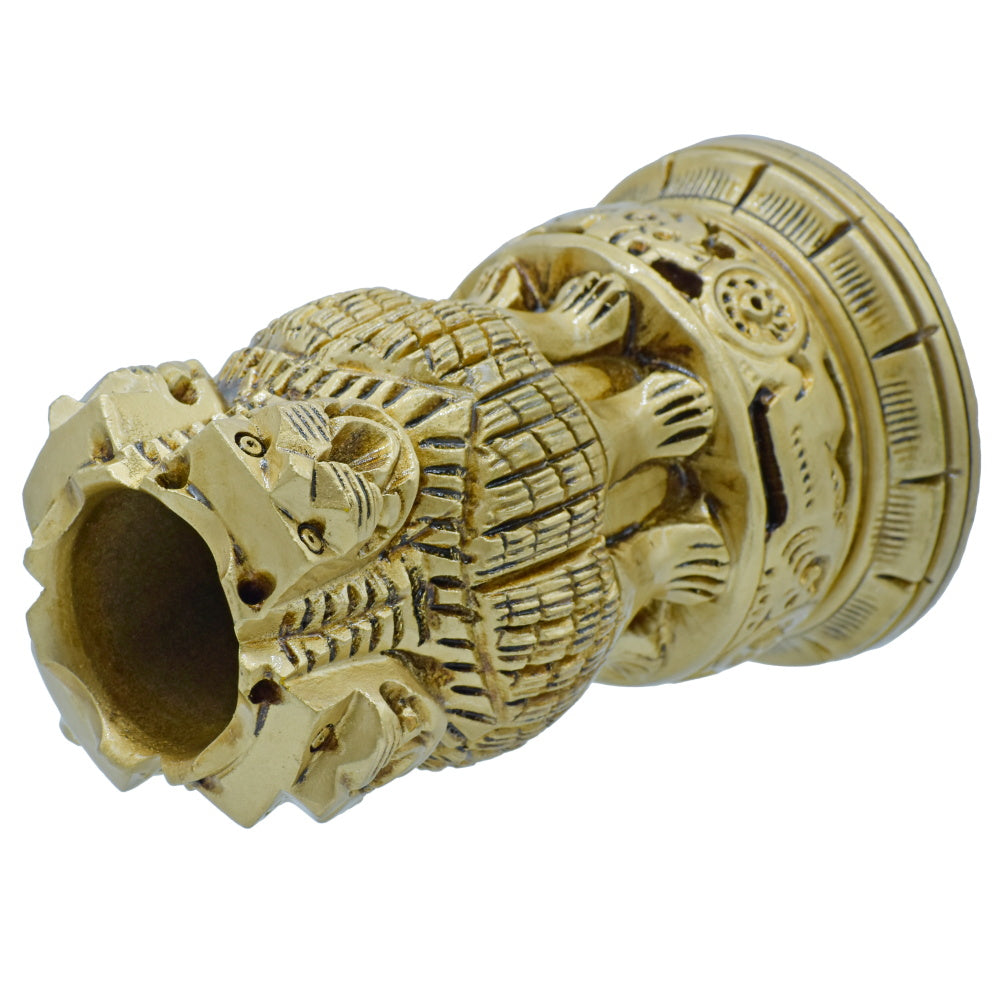 Gift To Love | Wooden Ashoka Pen Stand | Color : Antique | Size : 5 Inch | Code : WAPS02