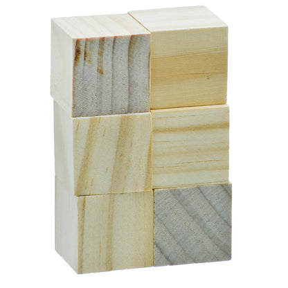 Gift To Love | Wooden Block Square | Size : 2.5 Cm | Pcs : 6 Pcs | Code : WB2.5CM