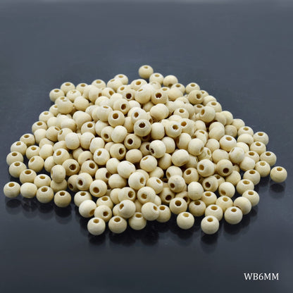 Gift To Love | Wooden Beads | Size : 6 Mm | Pcs : 20 Gm | Code : WB6MM