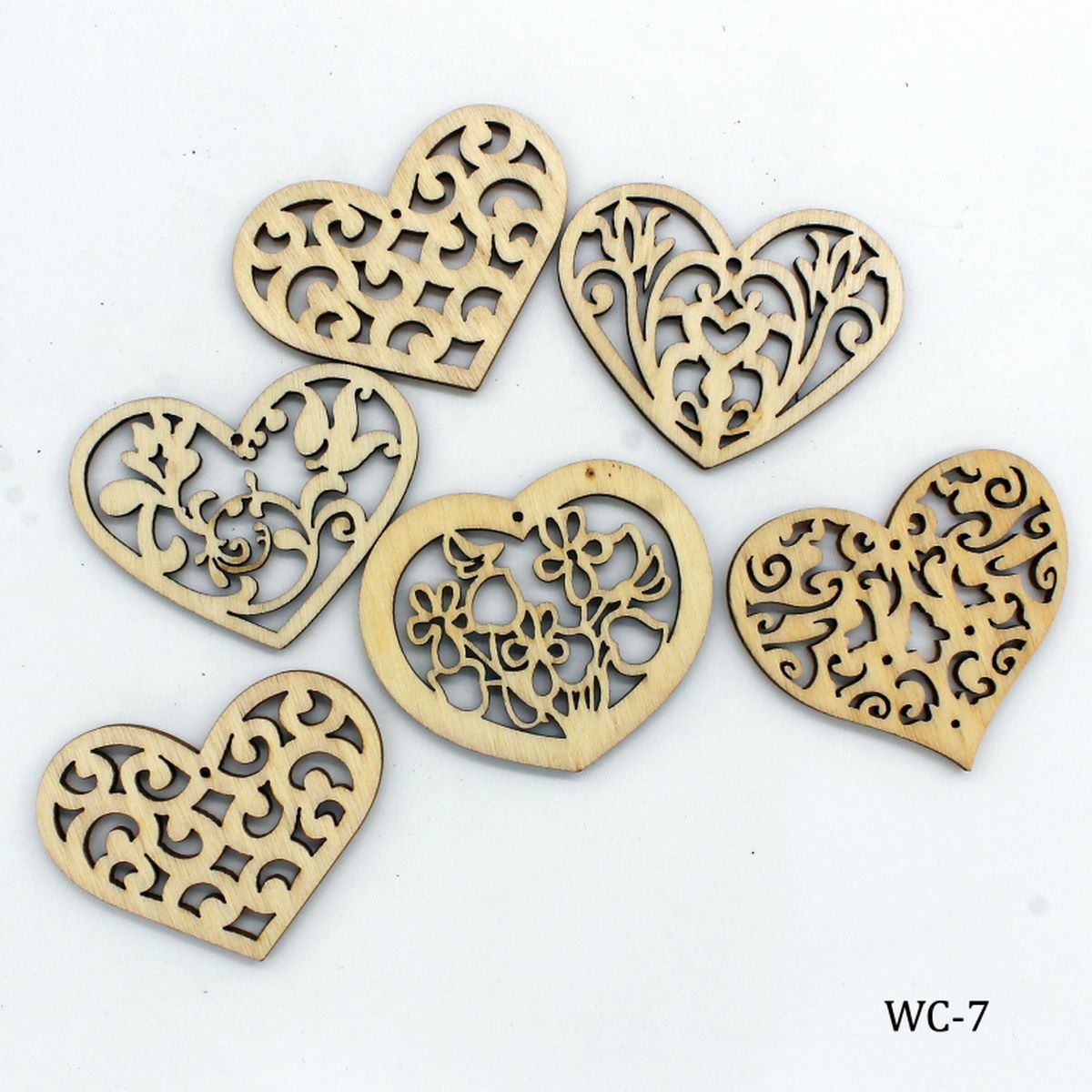 Gift To Love | Wooden Craft Heart Design Big | Pcs : 6 Pcs | Code : WC-7