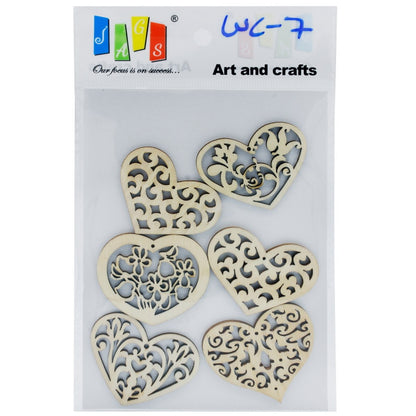 Gift To Love | Wooden Craft Heart Design Big | Pcs : 6 Pcs | Code : WC-7