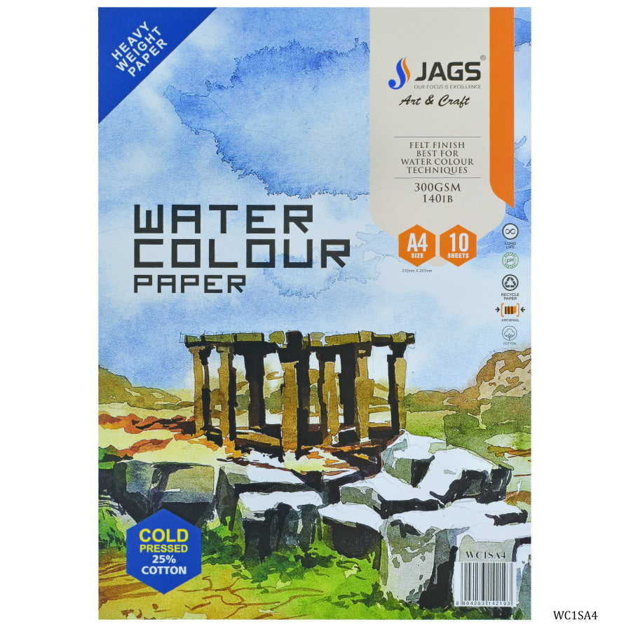 Gift To Love | Watercolor Sheet 25% Cotton A4 | Size : A4 | Pcs : Pack Of 10 Sheets | Code : WC1SA4