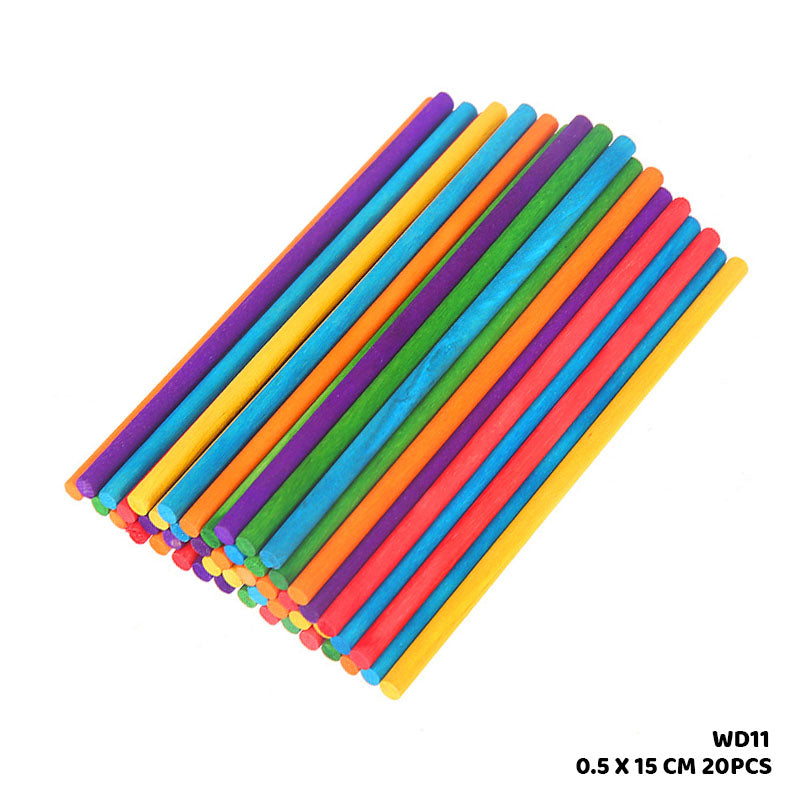 Wood Stick Color 0.5 cm X 15 cm (20 Pcs in 1 Packet)