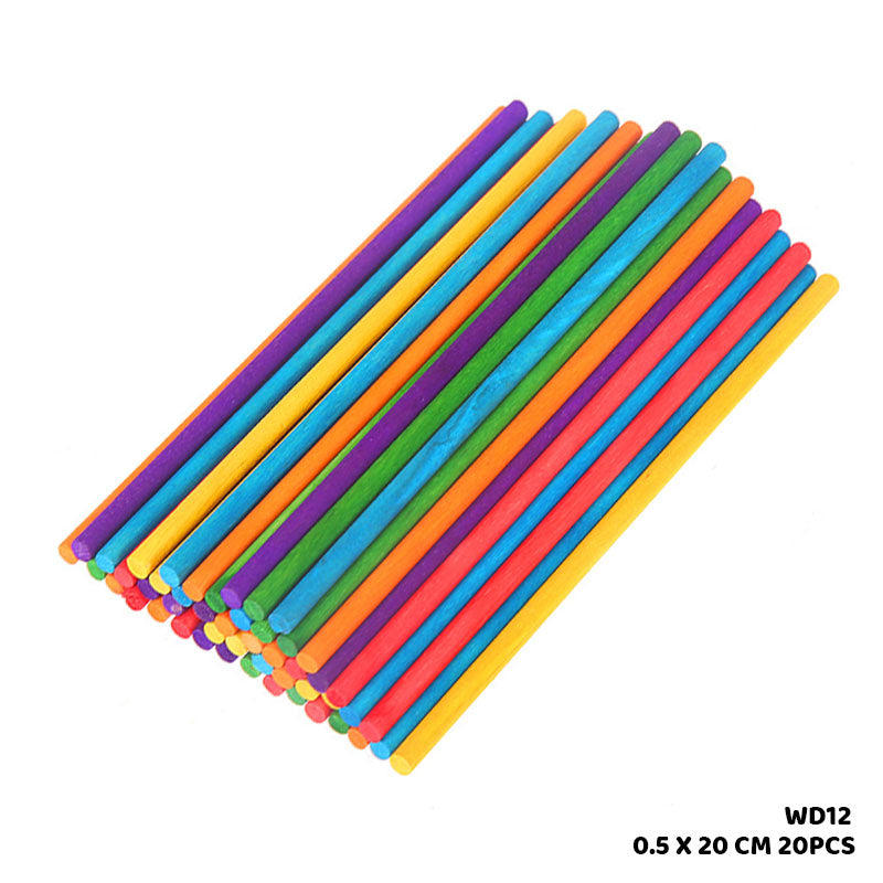 Wood Stick Color 0.5 cm X 20 cm (20Pcs in 1 Packet)