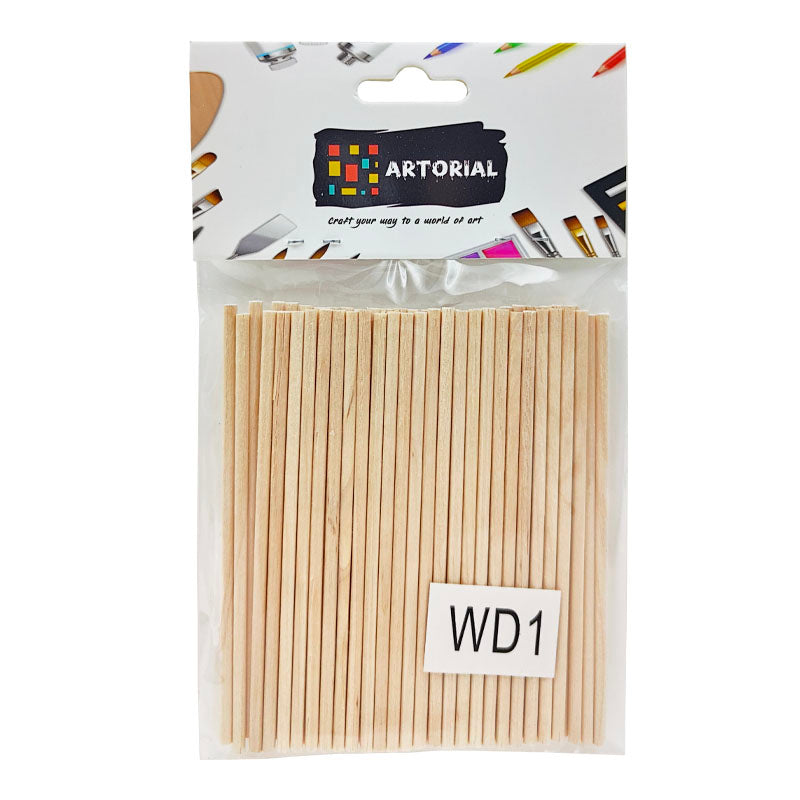 Wood Stick Plain 0.3 cm X 10 cm (50 Pcs in 1 Packet)