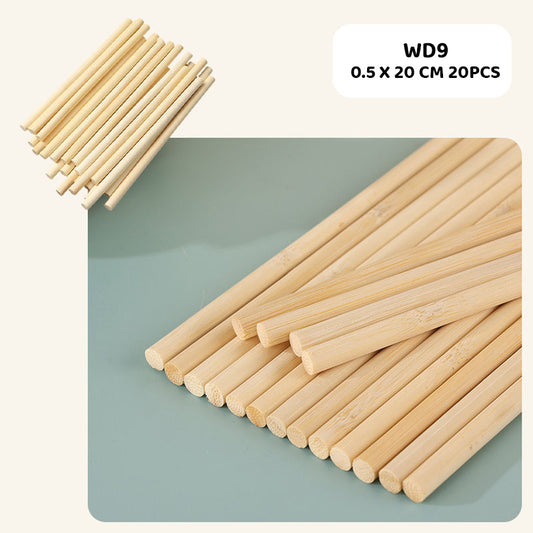 Gift To Love | Wood Stick Plain | Size : 0.5 Cm X 20 Cm | Pcs : 20 Pcs | Code : WD9