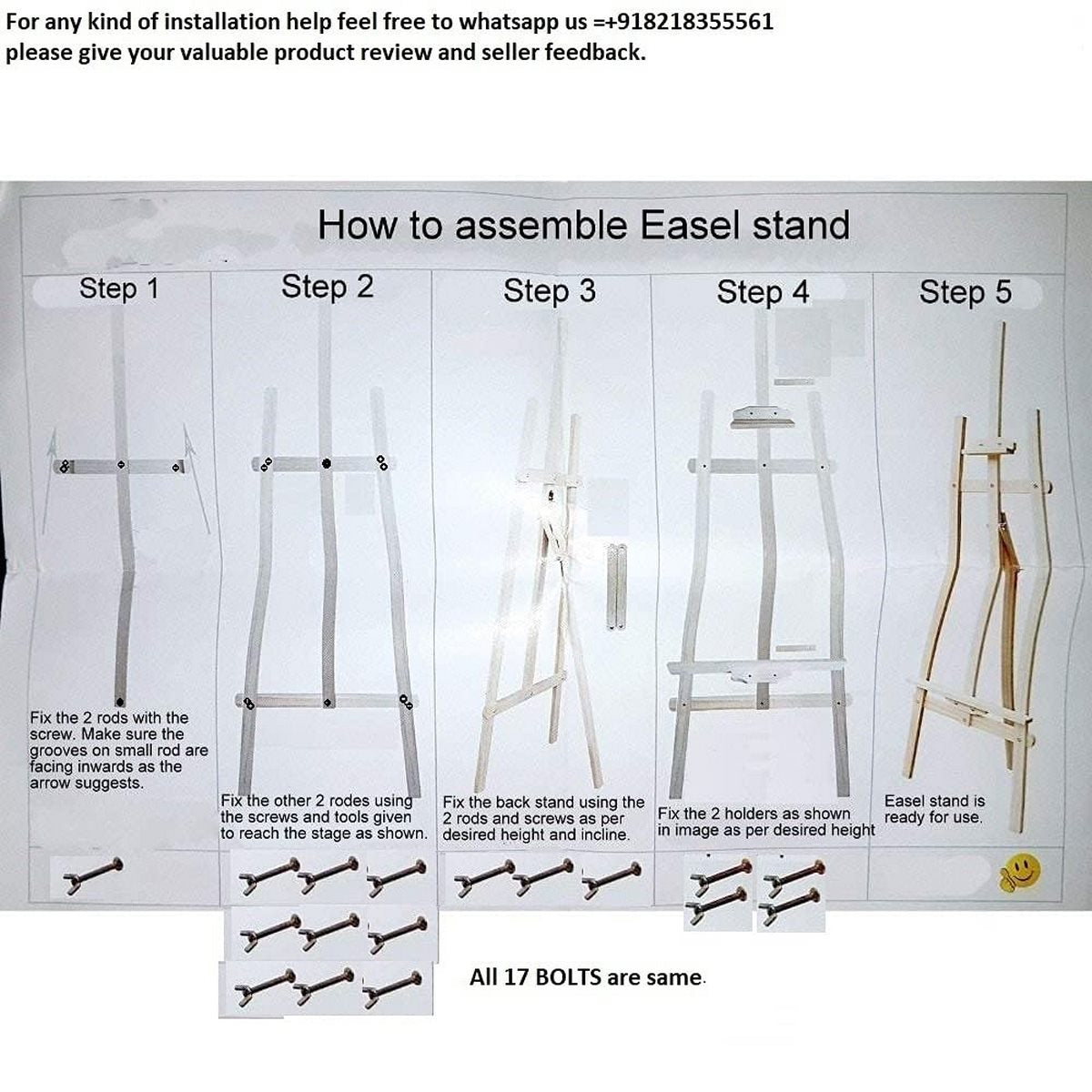 Gift To Love | Wooden Easel Frame Stand | Size : 3 Feet | Code : WEFS-3F