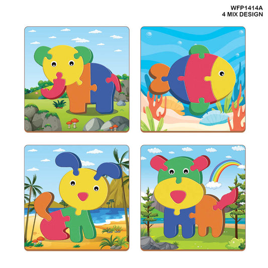 Gift To Love | Animal Eva Foam Puzzle Wooden Board | Size : 14 X 14 | Code : WFP1414A