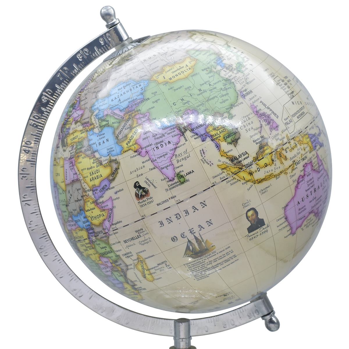 Gift To Love | World Globe Decorative | Color : Antique Silver | Size : 8 Inch | Code : WGAW8IN