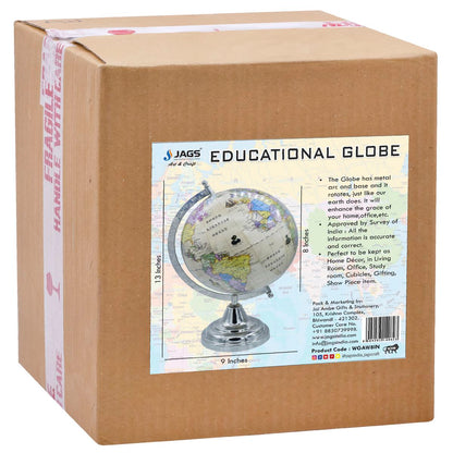 Gift To Love | World Globe Decorative | Color : Antique Silver | Size : 8 Inch | Code : WGAW8IN