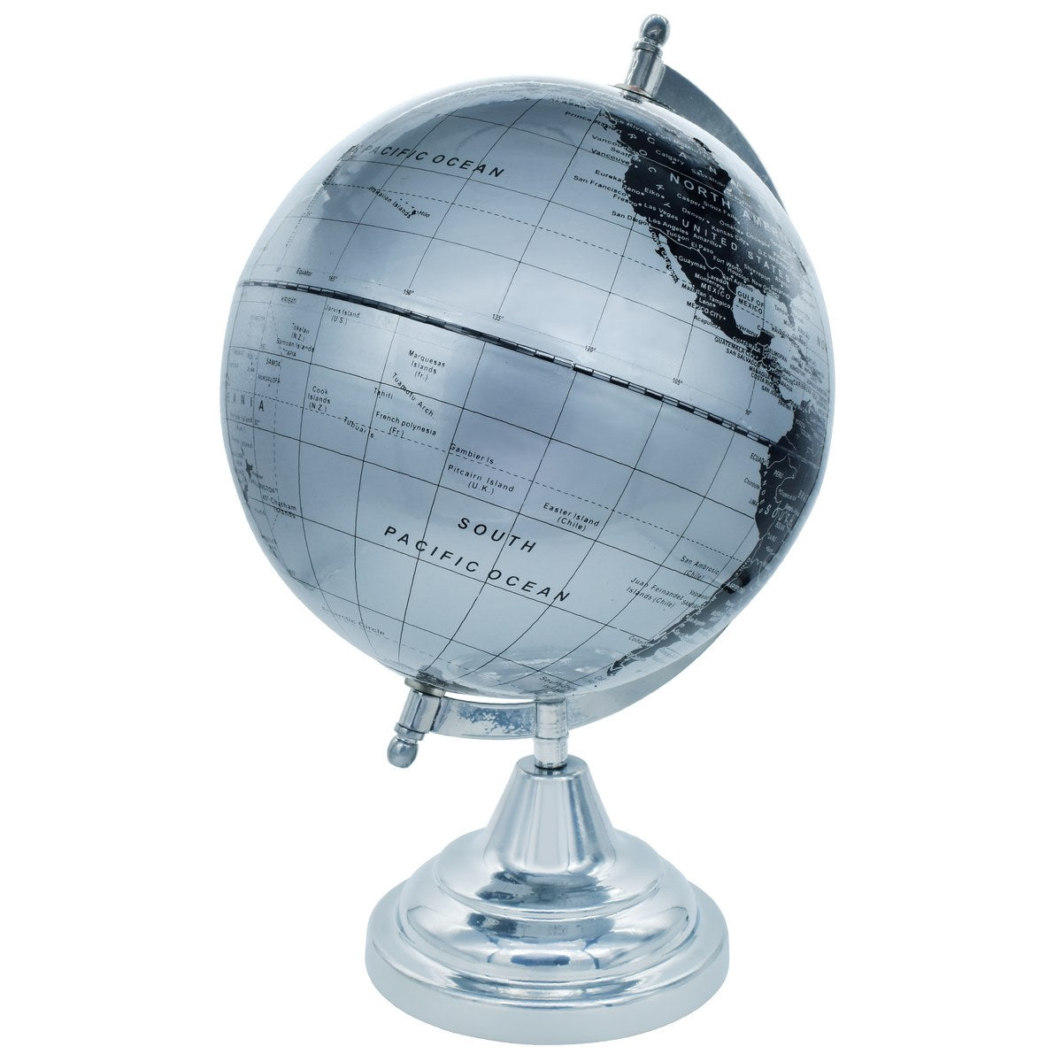 Gift To Love | World Globe Decorative | Color : Black Silver | Size : 8 Inch | Code : WGDBS8IN