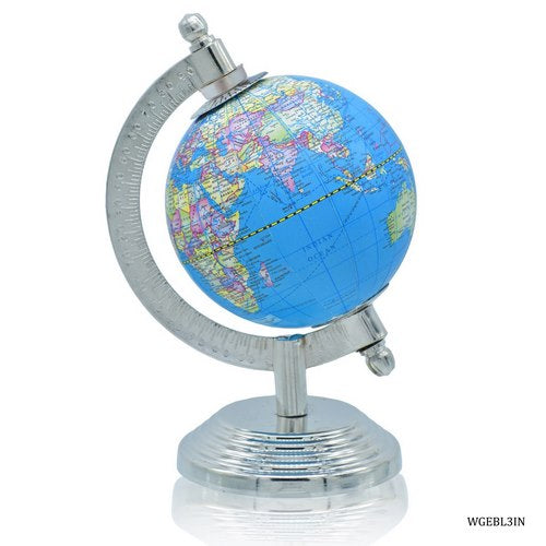 Gift To Love | World Globe Educational Blue Silver Base 3 Inch | Code : WGEBL3IN