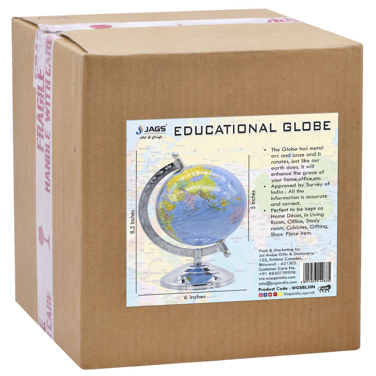 Gift To Love | World Globe Educational | Color : Blue | Size : 5 Inch | Code : WGEBL5IN