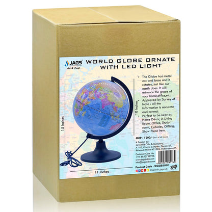 Gift To Love | World Globe Ornate | Color : Blue | Size : 10 Inch | Code : WGOB10IN