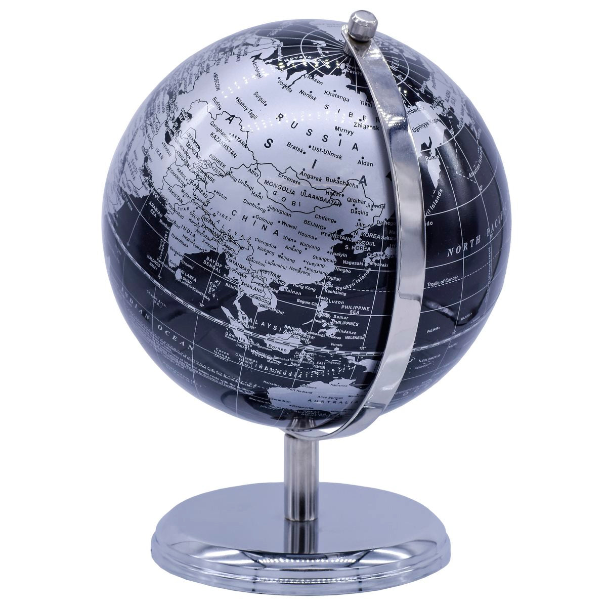 Gift To Love | World Globe Prime | Color : Black Silver | Size : 8 Inch | Code : WGPBSR8IN