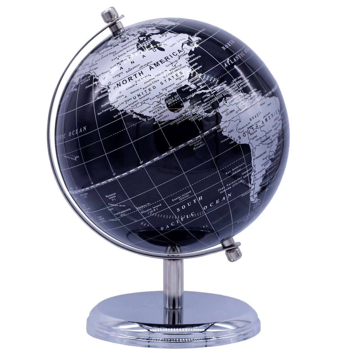 Gift To Love | World Globe Prime | Color : Black Silver | Size : 8 Inch | Code : WGPBSR8IN