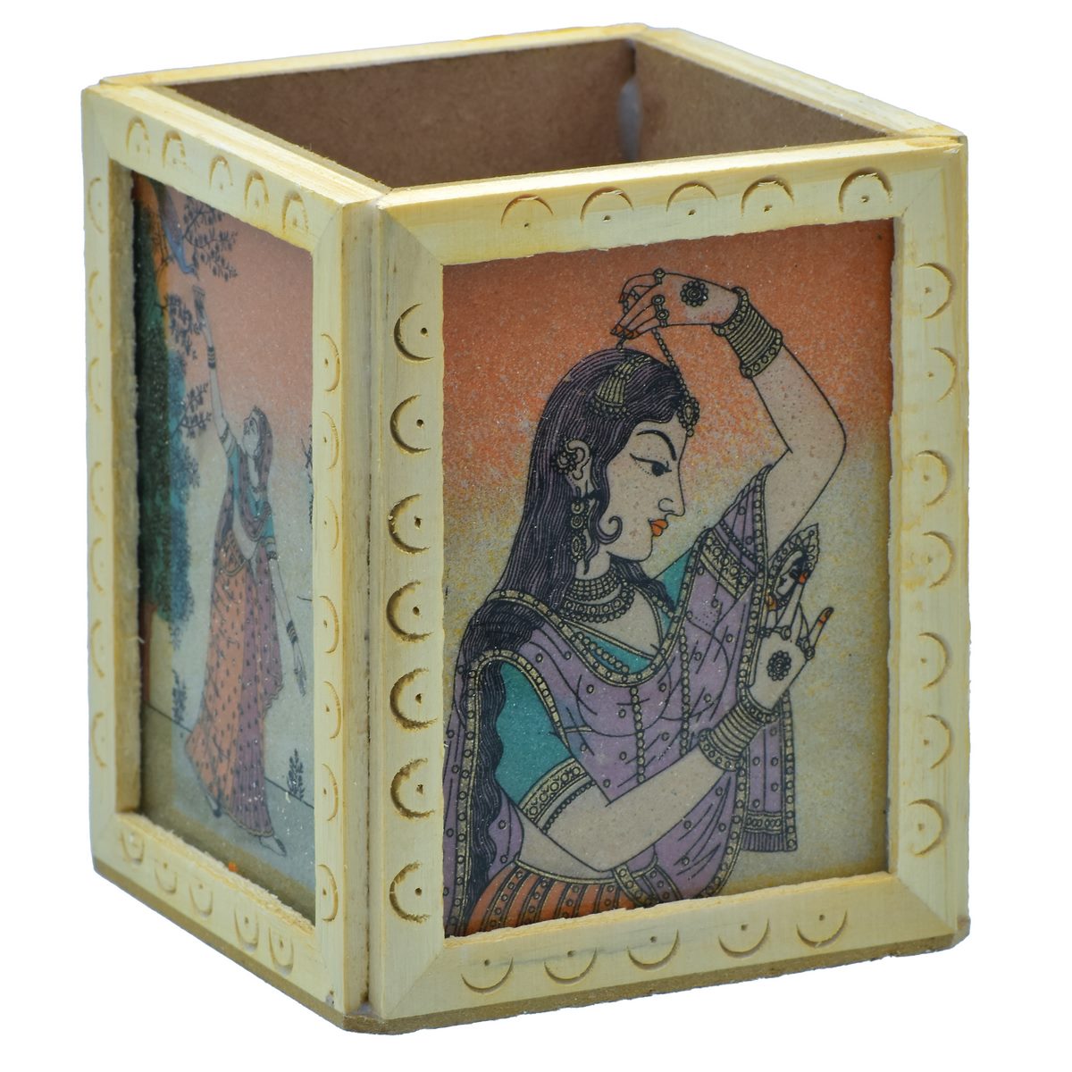 Gift To Love | Wooden Pen Stand Fancy Design | Code : WPSF00