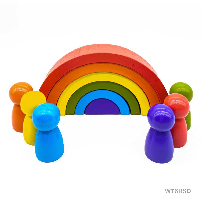 Wt 6Pc Rainbow Stacking With Doll Small