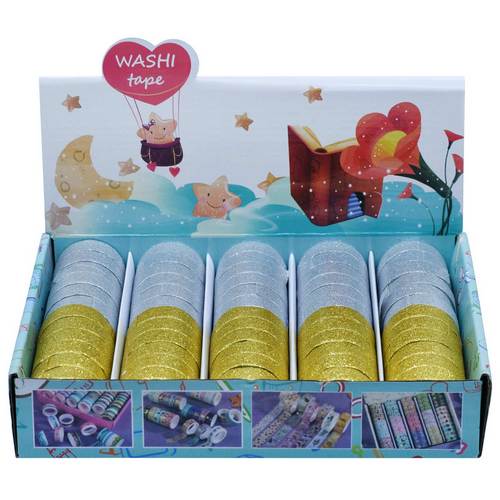 Gift To Love | Craft Tape Washi 1.5cmx2m 60pcs Glitter Gold&Silver | Code : WTGC-GS
