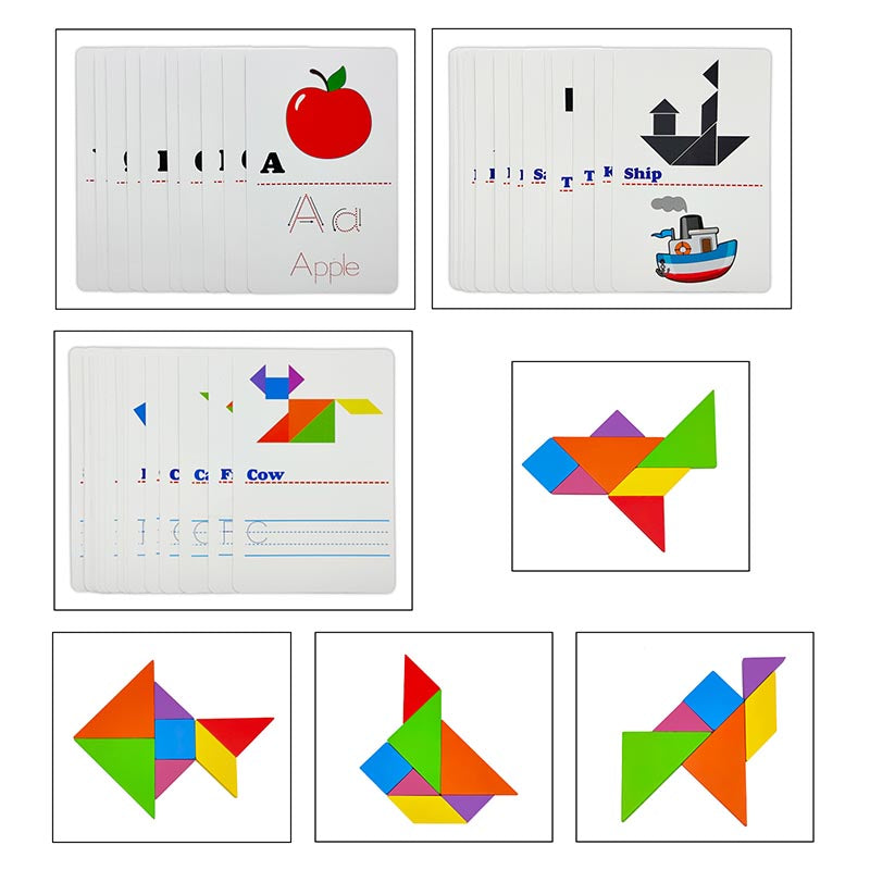 Wt Tangram Letters Writing Card In