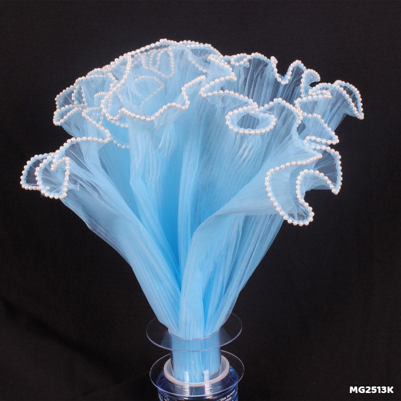 Gift To Love | Wrapping Paper Net Wrinkled With White Ball Chain | Color : Blue | Code : MG2513K