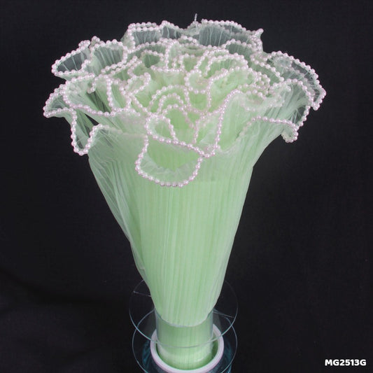 Gift To Love | Wrapping Paper Net Wrinkled With White Ball Chain | Color : Sea Green | Code : MG2513G