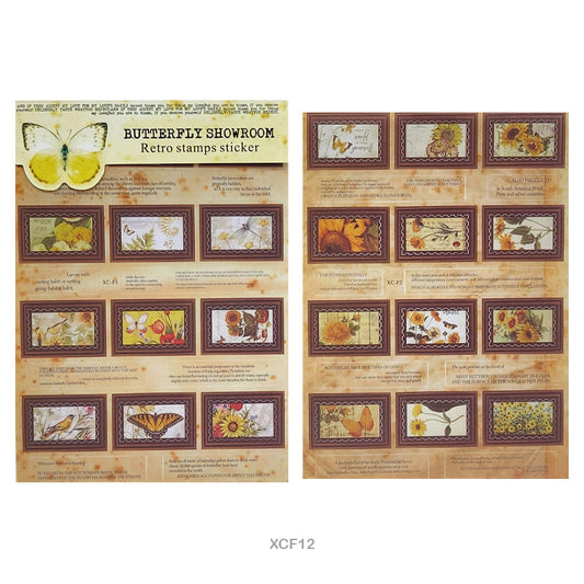 Gift To Love | Butterfly Showroom Retro Stamp Sticker | Pcs : 2 Sheet | Code : XCF12