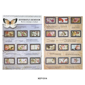 Gift To Love | Butterfly Showroom Retro Stamp Sticker | Pcs : 2 Sheet | Code : XCF1314