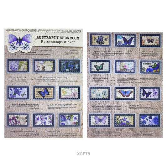 Gift To Love | Butterfly Showroom Retro Stamp Sticker | Pcs : 2 Sheet | Code : XCF78