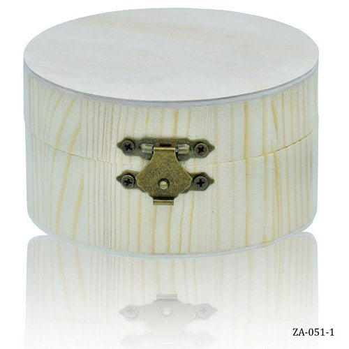 Gift To Love | Wooden Empty Box Small Round Shape 5.5x9x9cm | Code : ZA-051-1