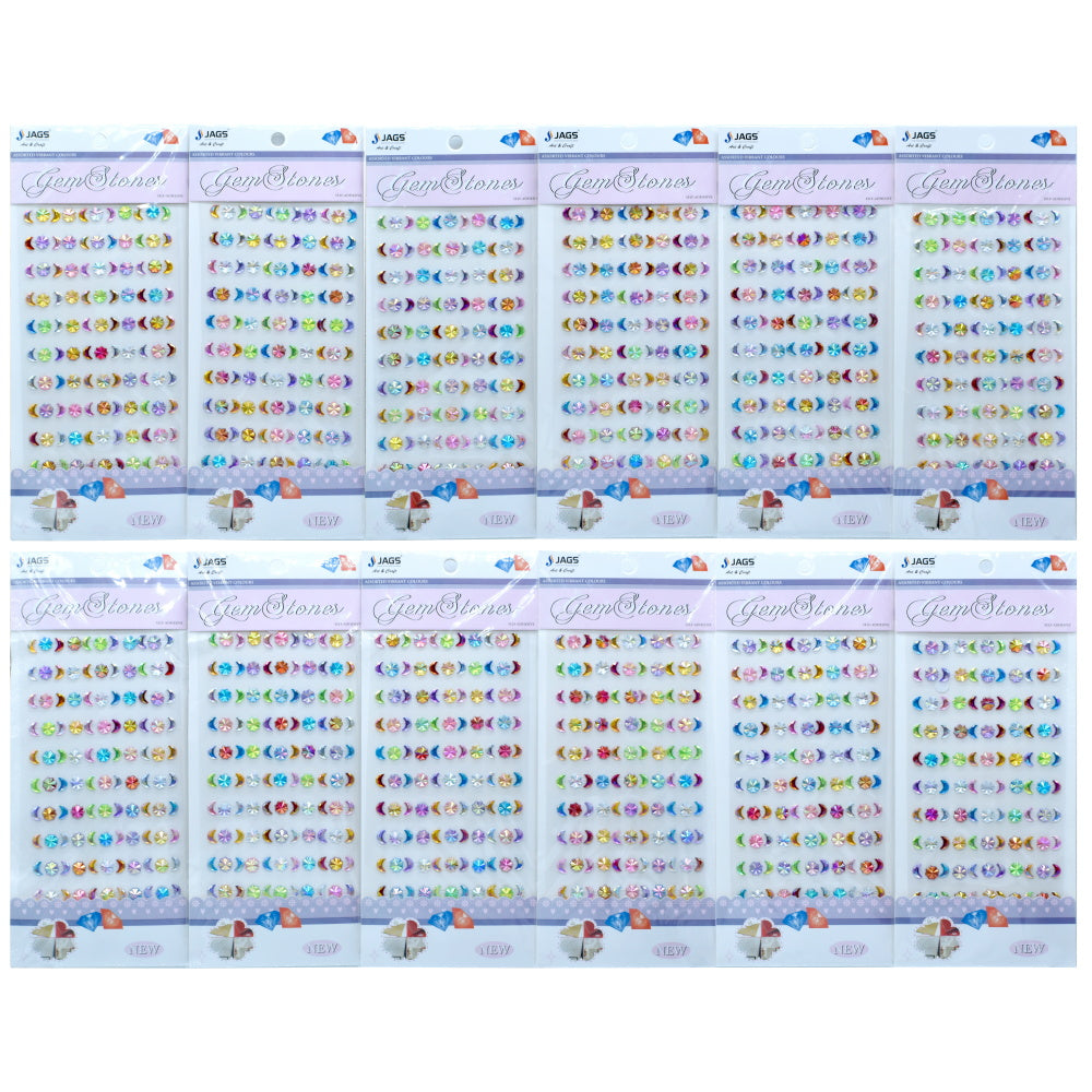 Gift To Love | Moon & Flower Gem Stones Sticker | Color : Multicolour | Code : ZW-DC
