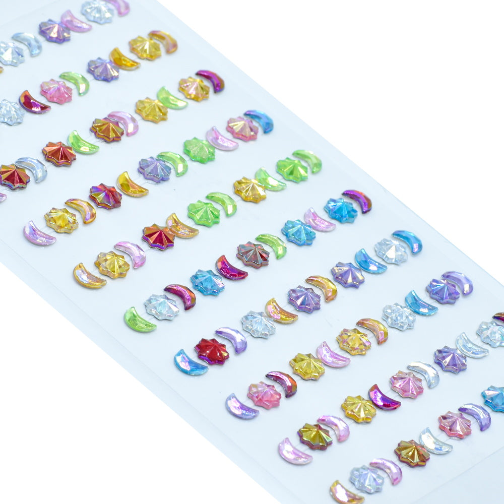 Gift To Love | Moon & Flower Gem Stones Sticker | Color : Multicolour | Code : ZW-DC