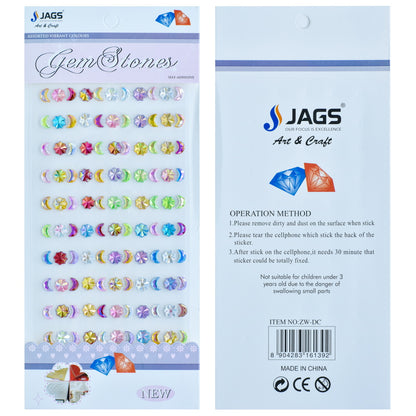 Gift To Love | Moon & Flower Gem Stones Sticker | Color : Multicolour | Code : ZW-DC