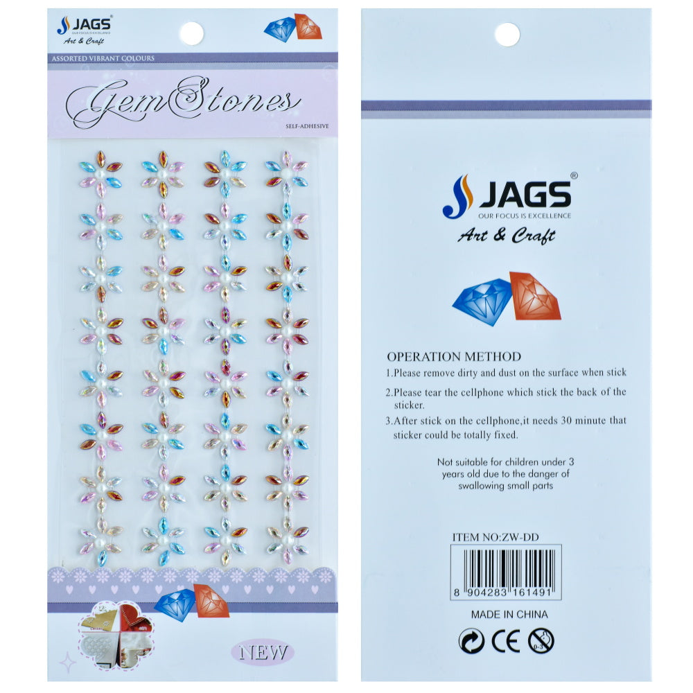 Gift To Love | Flower Gem Stones Sticker | Color : Multicolour | Code : ZW-DD