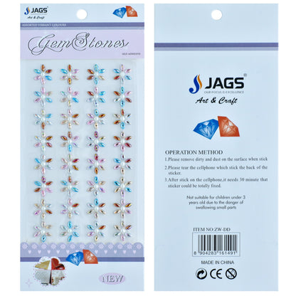 Gift To Love | Flower Gem Stones Sticker | Color : Multicolour | Code : ZW-DD